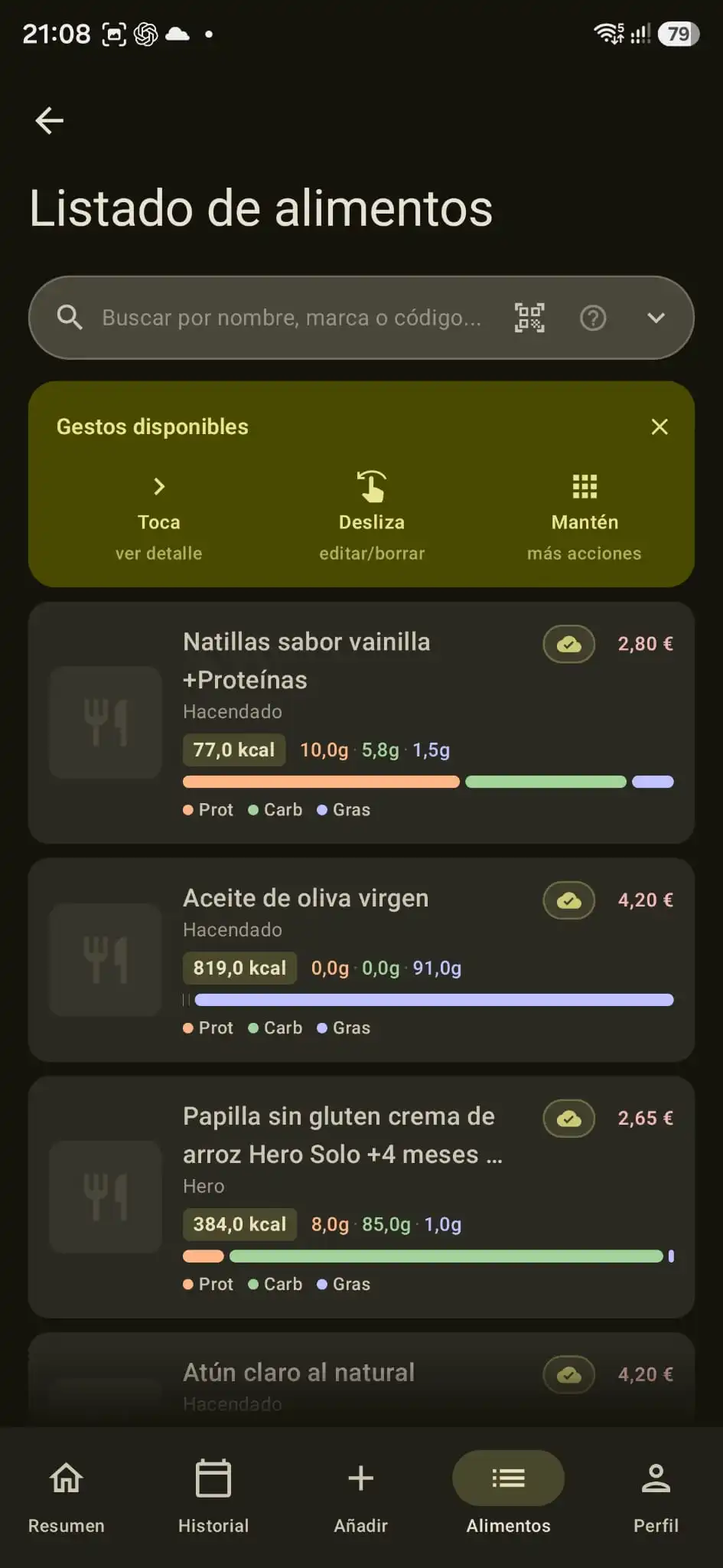 Calorie Monitor nutrition details