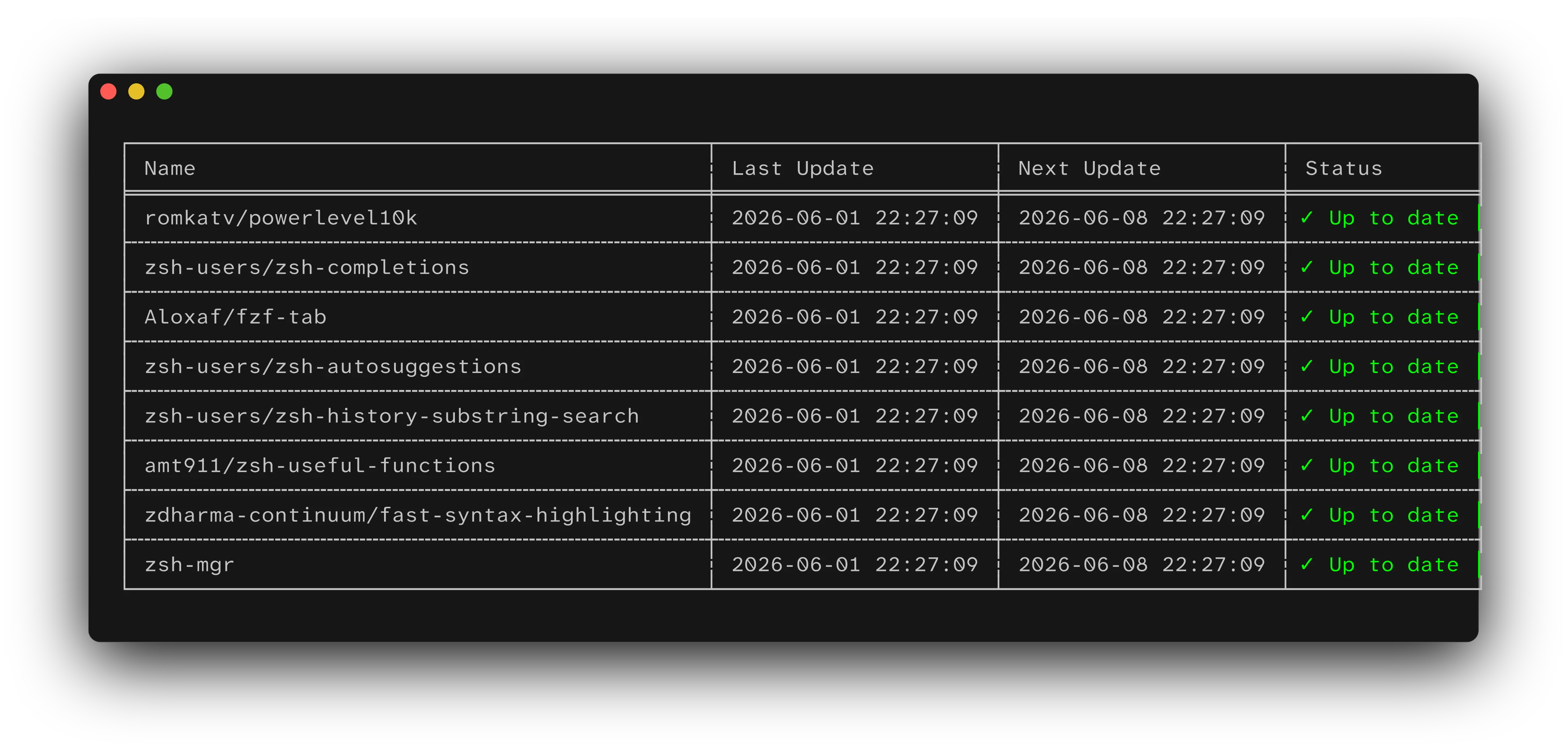 zsh-mgr update check